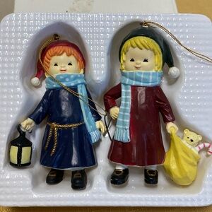 Vintage children, ornaments can stand or be hung on the tree